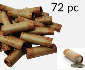 72 pc Prefomed Paper Coin Wrappers Tubes For Quarters  - Picture 1 of 1
