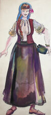 Vintage WC Painting Woman With Folk Costume Portrait Signed