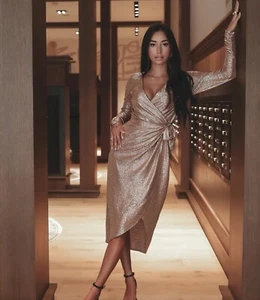 New • Show Me Your Mumu Kimora Gold Wrap Dress | XL - Picture 1 of 12