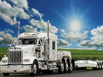 1/64 DCP KENWORTH W900L W/ 72" AEROCAB & TALBERT TRI AXLE LOWBOY - Image 1 of 4