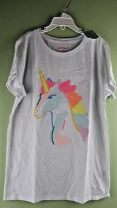 Cat & Jack Girls Size XL 14 Rainbow Unicorn Short Sleeve Graphic T-Shirt - Picture 1 of 5