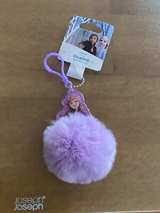 Licensed Disney Frozen Anna Pom Pom Purple Keyring Girls Kids