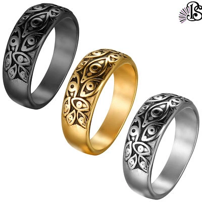 Anillo Gótico Ojo de Dios Acero Inoxidable 8MM Para Hombres Banda Mal de Ojo Talla 7-13 Foto 1 de 4