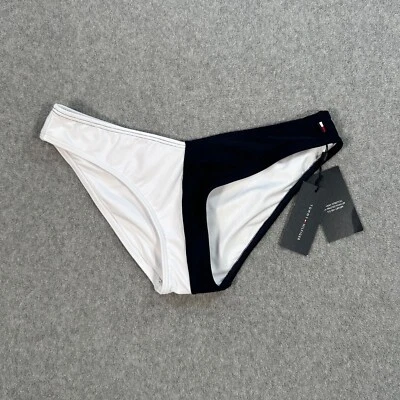Tommy Hilfiger Colorblock V-Cut Swim Bikini Bottoms Women's Small Navy White New - Image 1 of 4