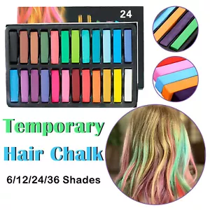 6-36 Colors Temporary Hair Chalk Set - Non-Toxic Rainbow Colored Dye Pastel Kit - Picture 1 of 21