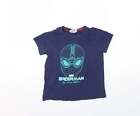 Marvel Jungen blau Baumwolle Basic T-Shirt Größe 5 Jahre runder Ausschnitt - SpiderMan