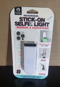 Newest Premier Self Shot Rechargable Stick On Selfie Light, w Mirror & Kickstand - Zdjęcie 1 z 2