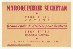 *** Maroquinerie Secrétan _ Articles Ecoliers *** Buvard ancien 20,5 x 13,5 - Picture 1 of 2
