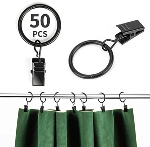 50PCS Curtain Rings with Clips, Premium Drapery Clips with Rings, Hangers Drapes - Picture 1 of 6