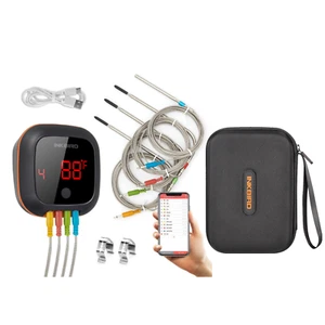 Recharge Bluetooth Thermometer BBQ Oven Food Meat Beef Pork APP C/F Storage Box - Picture 1 of 12