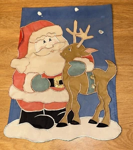 Santa And Rudolph Decorative Garden Flag Banner - Picture 1 of 7