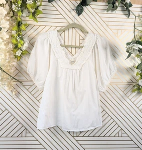 Edme & Esyllte Women's Peasant Pull-On Top Shirt Blouse V-Neck White Size XS - Picture 1 of 6
