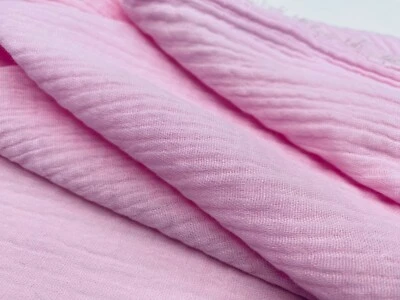 Double Gauze Cotton Muslin Fabric Soft Summer Baby Cloth 140cm Wide - Baby Pink - Image 1 of 4