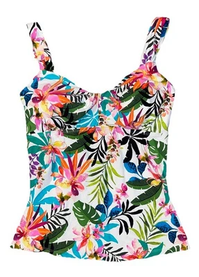 Leilani Tahiti Tankini Top Size 12 Multicolor Tropical Print NWT💚 - Image 1 of 4