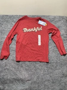 Cat & Jack Girls Thankful THANKSGIVING Red Long Sleeve TShirt Size M(8) NWT 0371 - Picture 1 of 11