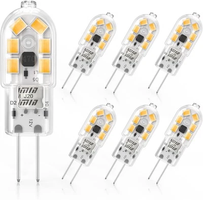 6PCS 2W G4 LED BulbsReplacement Non Flicker AC/DC 12V Energy Saving Non-Dimmable - Image 1 of 4