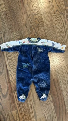 Kissy Kissy QT QT Velour One Piece, Blue Construction, Baby Boy 0-3 Months - Image 1 of 4