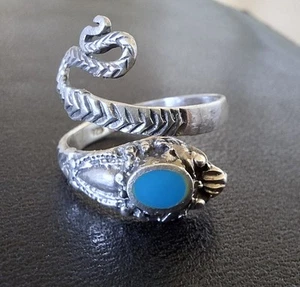 Indianer- Schmuck Sterling- Silber Schlangen -Ring Türkis Vintage Gr. 62 - Bild 1 von 6