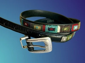 Brighton Woman’s Beaded Black Leather Belt Silver Buckle S-32-34 Lined Ex Cond - Picture 1 of 6