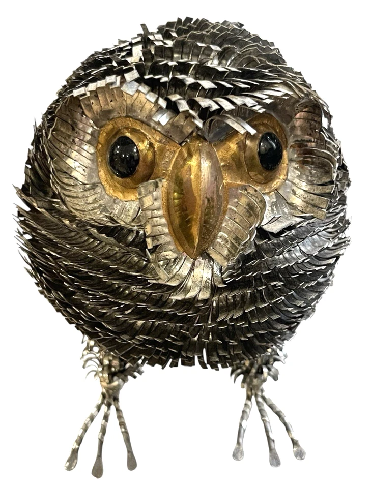 Sergio Bustamante Brutalist Owl Sculpture 5.5" H VTG MCM Mixed Metal Art Mexico - Image 1 of 4