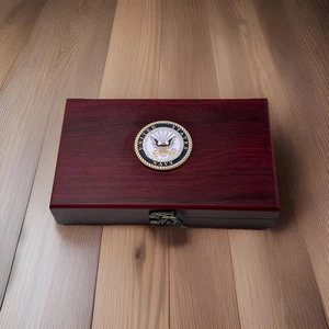 United States Navy Playing Cards With Dice Gift Set In A Wooden Box USA - Picture 1 of 7