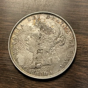 1872 H HIGH GRADE AU CANADA 50 Cent Counterstamped H.W. RAND RARE DATE & C STAMP - Picture 1 of 4