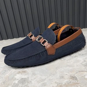 Louis Vuitton Hockenheim Driving Mokassins Blau Denim 11 LV oder 12 US oder 45 EUR - Bild 1 von 12