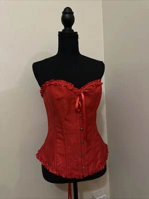 Corsé Szivyshi Top Bustier Prendas moldeadoras Cinta Roja Con cordones Volantes Push Up Floral Foto 1 de 4