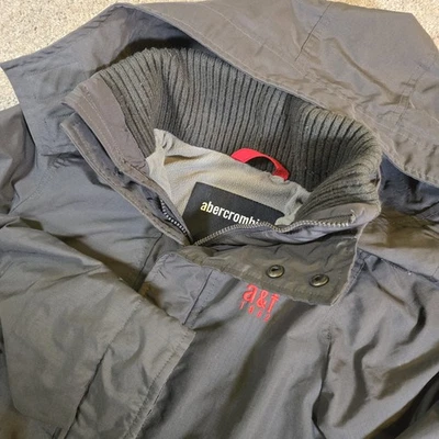 Abrigo Parka Abercrombie & Fitch Y2K Para Mujer Forrado de Vellón Azul Marino Cremallera Completa Mediano Foto 1 de 4