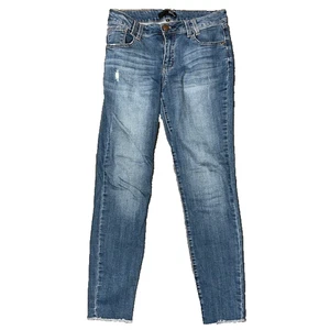 1822 Denim Distressed Medium Wash Jeans ausgefranster Saum Freizeit Streetwear Gr. 6 - Bild 1 von 5