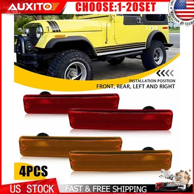 4x Para JEEP CJ5 CJ6 CJ7 CJ8 ROJO ÁMBAR INTERMITENTE LATERAL Marcador LÁMPARA DE LUZ 4-20X Foto 1 de 4