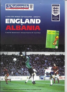 England V Albania WCQ Football Programme 5-9-2001 St James Park Newcastle - Picture 1 of 1