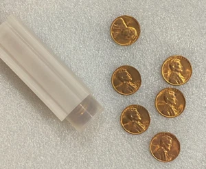 1955 S UNCIRCULATED LINCOLN WHEAT CENTS TUBE of 50 Coins ~~ GEMS (5X) - Picture 1 of 3