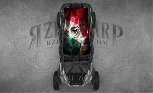4 SEAT UNIVERSAL ROOF FITS POLARIS RZR CAN-AM SMOKE MEXICAN FLAG WAVING WRAP - Picture 1 of 1