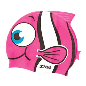 Zoggs Swimming Cap Junior Silicone Swim Hat Pink Goldfish Character Durable Pool - Picture 1 of 1