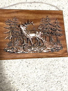 Elk Wooden Plaque Wall Art 3D Copper 16”x 11 1/2” Plaque
