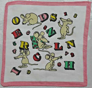 VINTAGE KINDERGESCHICHTEN SCHNELLE MAUS BAUMWOLLE 8" TASCHENTUCH - Bild 1 von 2