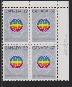1983 Canada SC# 976 UR - UN World Communications Year Plate Block M-NH Lot# 1629 - Picture 1 of 1