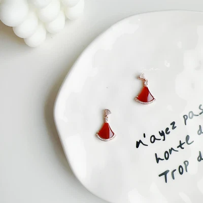 Розовое золото цвет красный агат платье подвеска с кубический цирконий акценты идеальный GIF - Изображение 1 из 4