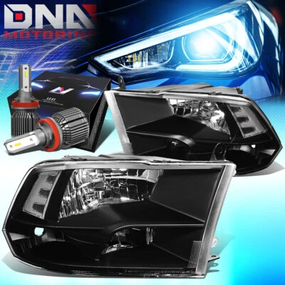 PARA RAM 1500/2500/3500 2009-2018 FAROS SEÑAL LÁMPARAS CON KIT LED + VENTILADOR NEGRO Foto 1 de 4