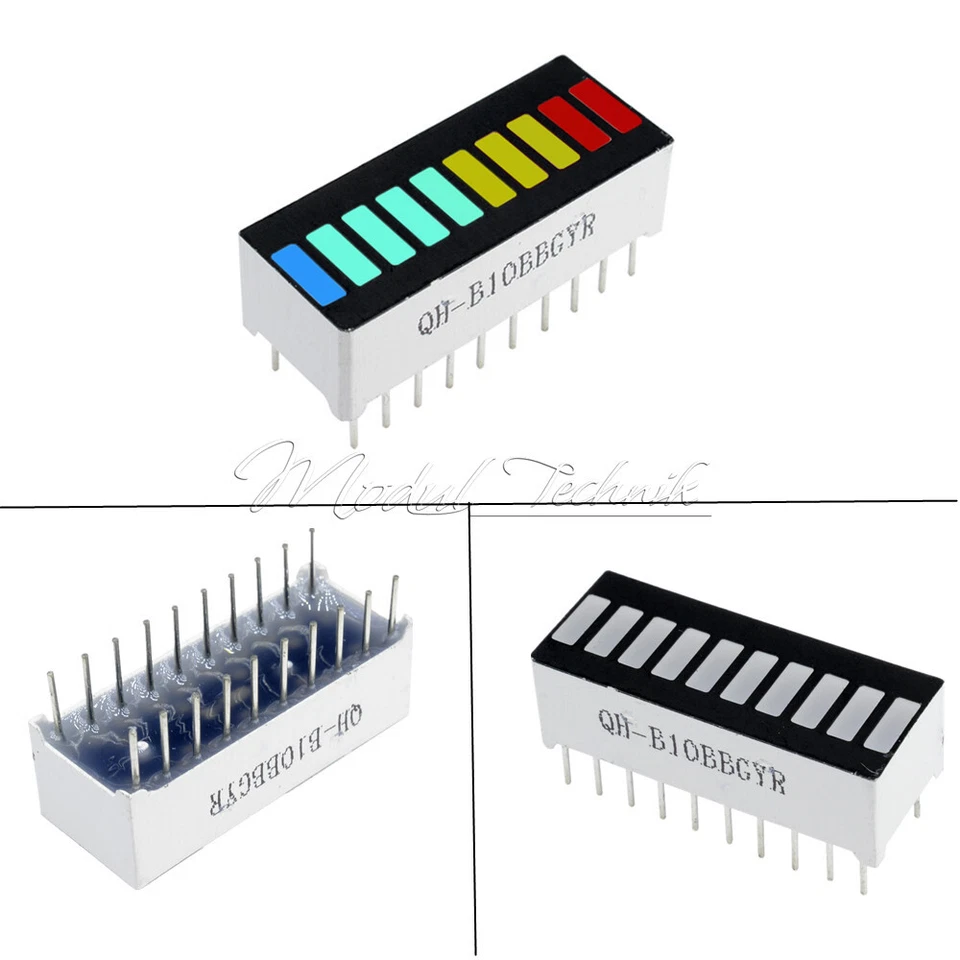 2PCS New 10 Segment Led Bargraph Light Display Red Yellow Green Blue - Bild 1 von 4