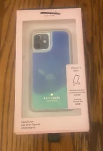 New KATE SPADE Case IPhone 12 Mini Clear Blue Green Liquid Logo Shake NIB - Picture 1 of 2