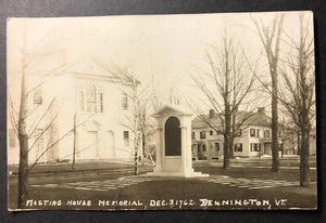 Meeting House Memorial 3 de diciembre de 1762 Bennington Vermont RPPC AZO - Imagen 1 de 2