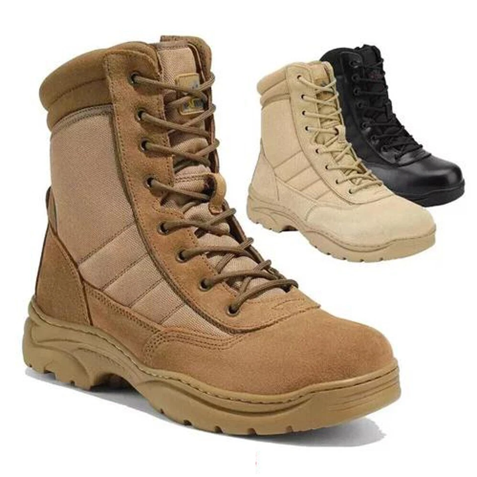 Botas de trabajo tácticas militares NORTIV 8 para hombre botas de combate de cuero para motocicleta Foto 1 de 4