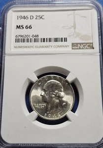 A 1946 D Washington Quarter NGC MS66!!! - Picture 1 of 2