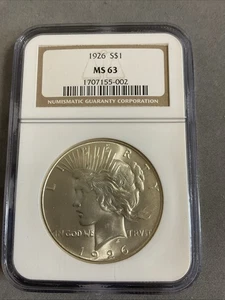 1926-S Peace Silver Dollar MS63 NGC - Picture 1 of 4