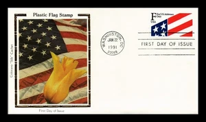 US COVER PLASTIC AMERICAN FLAG F RATE FDC COLORANO SILK CACHET - Picture 1 of 2
