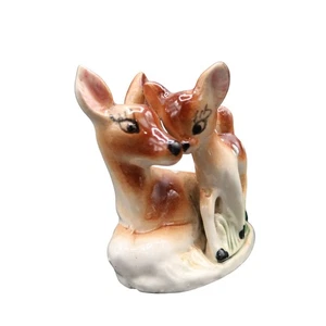 Fioriera cervo e cerbiatto in ceramica vintage 4" ispirazione Disney nonna nucleo cottage core - Foto 1 di 8