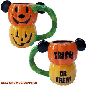 Disney Store Halloween Mickey Mouse Mug Pumpkins Stack 3D Face Cup 2021 Pumpkin - Picture 1 of 10