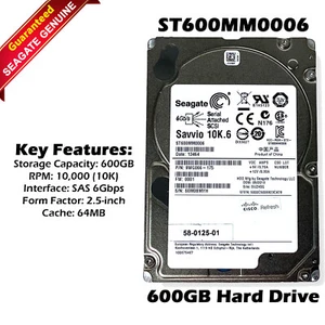 Genuine Seagate ST600MM0006 600GB 10K SAS 6Gb/s 2.5" HDD Hard Drive 9WG066-175 - Photo 1/8